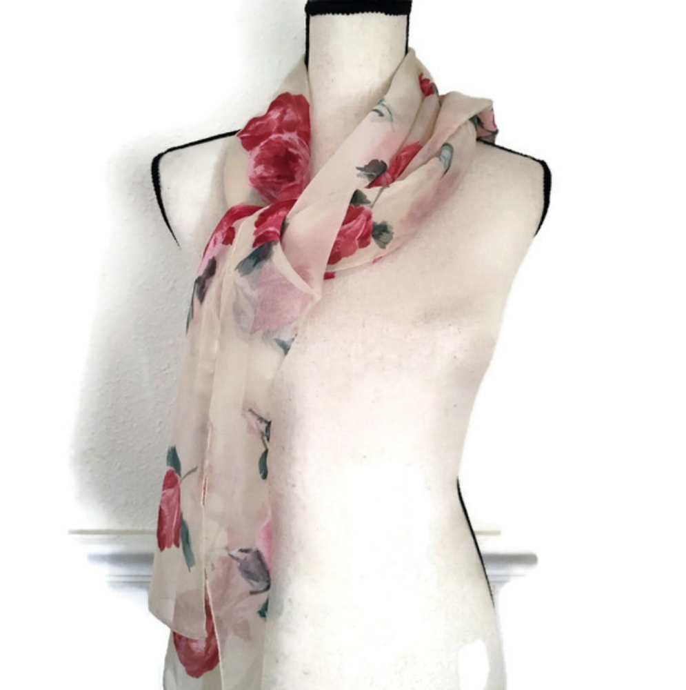 Beautiful Oblong Floral Feminine Garden Girl Cottage Core Scarf
